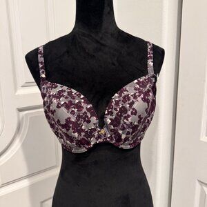 Le Mystere 36D NWT Womens Padded Lined Bra Underwire plunge Safari Purple Floral